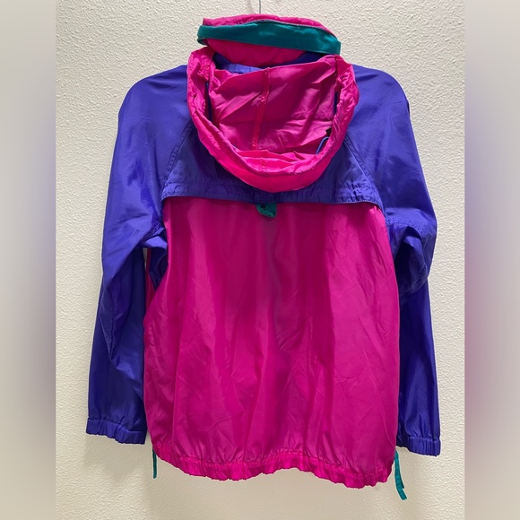 Vintage Columbia Women's Windbreaker Jacket Tuck-Away Hood Zipper Pocket Medium - Picture 3 of 10